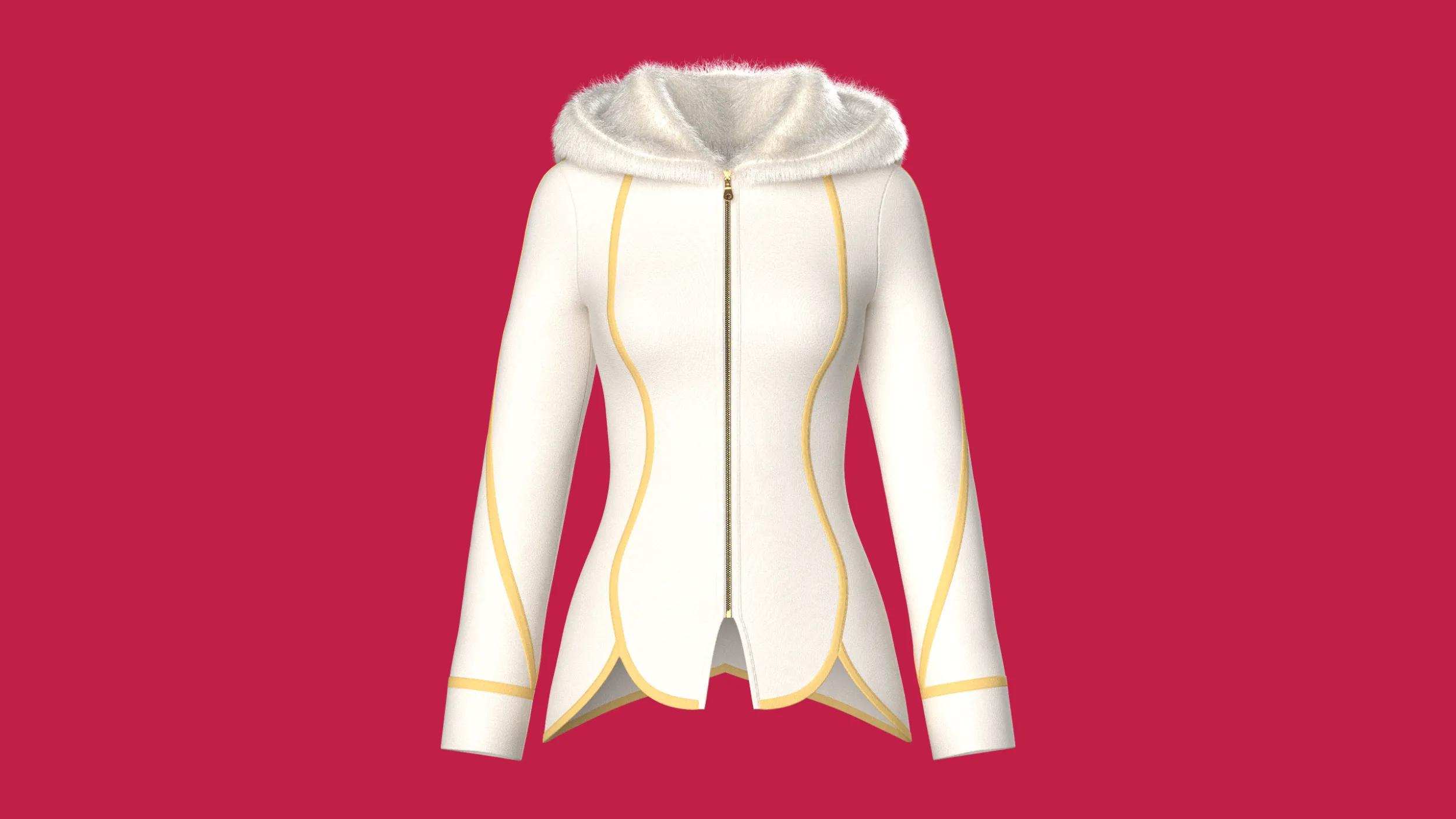 Girls Fur Hooded Jacket 3D Model .c4d .max .obj .3ds .fbx .stl .blend 