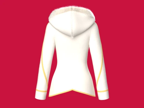Girls Fur Hooded Jacket 3D Model