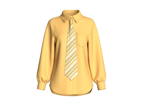 Girls Yellow Tie Shirt 3D 모델