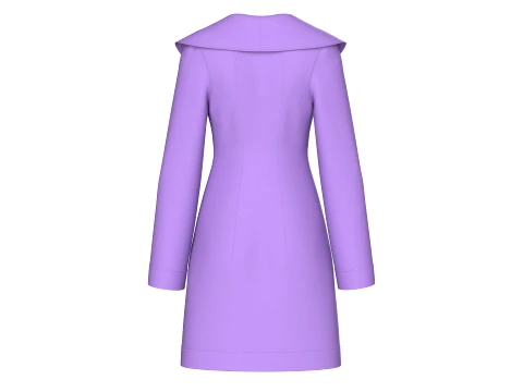 Girls Full Zip Wide Collar Coat 3D Model