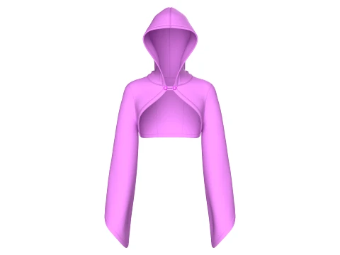 Girls Hooded Shrug Crop Top 3D Model