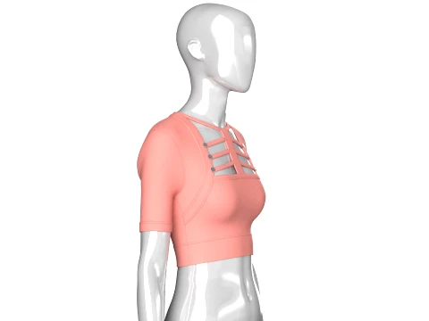 Girls Short-Sleeve Cutout Crop Top 3D Model