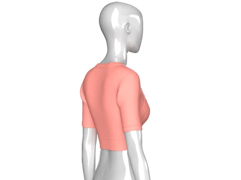 Girls Short-Sleeve Cutout Crop Top 3D Model