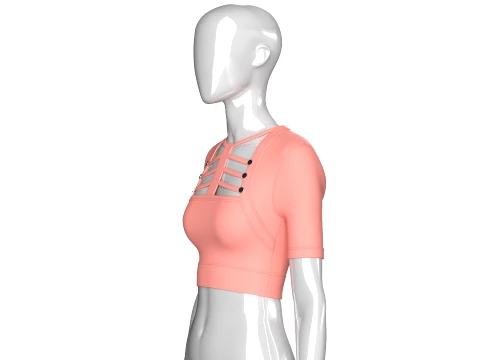 Girls Short-Sleeve Cutout Crop Top 3D Model