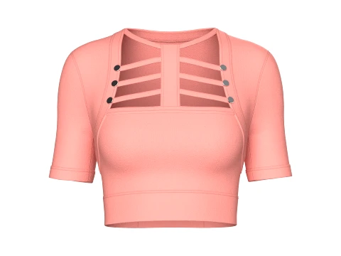 Girls Short-Sleeve Cutout Crop Top 3D Model