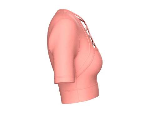 Girls Short-Sleeve Cutout Crop Top 3D Model