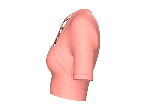 Girls Short-Sleeve Cutout Crop Top 3D Model