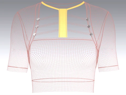 Girls Short-Sleeve Cutout Crop Top 3D Model