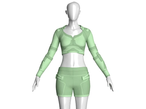 Girls Crop Top With Shorts-Outfit V2 3D मॉडल