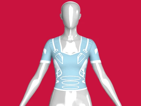 Girls Short Sleeve Tactical Crop Top 3D Model