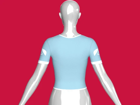 Girls Short Sleeve Tactical Crop Top 3D Model