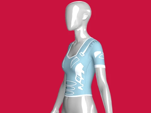Girls Short Sleeve Tactical Crop Top 3D Model