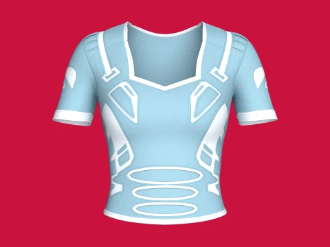 Girls Short Sleeve Tactical Crop Top 3D Model
