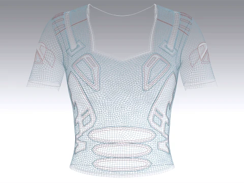 Girls Short Sleeve Tactical Crop Top 3D Model