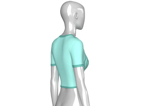 Girls Short Sleeve Zip-Up Crop Top 3D Model