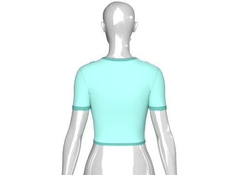 Girls Short Sleeve Zip-Up Crop Top 3D Model