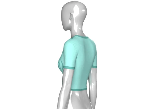 Girls Short Sleeve Zip-Up Crop Top 3D Model