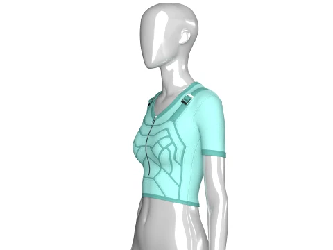 Girls Short Sleeve Zip-Up Crop Top 3D Model