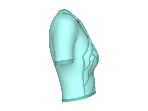 Girls Short Sleeve Zip-Up Crop Top 3D Model