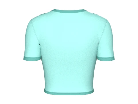 Girls Short Sleeve Zip-Up Crop Top 3D Model