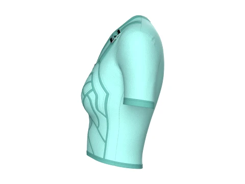 Girls Short Sleeve Zip-Up Crop Top 3D Model