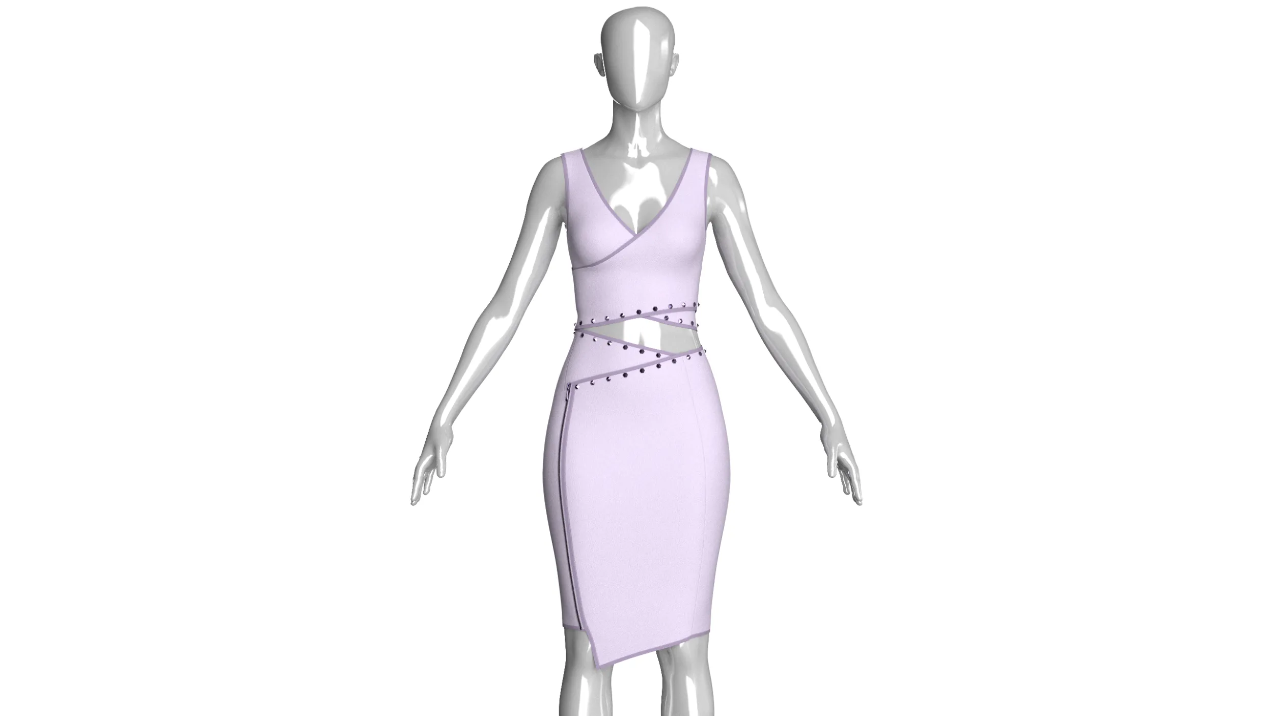 Girls Bralette Top With Side Zipper Wrap Skirt - Outfit 3D Model .c4d .max .obj .3ds .fbx .stl .blend 