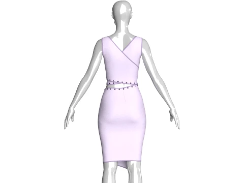 Girls Bralette Top With Side Zipper Wrap Skirt - Outfit 3D Model