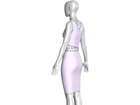 Girls Bralette Top With Side Zipper Wrap Skirt - Outfit 3D Model
