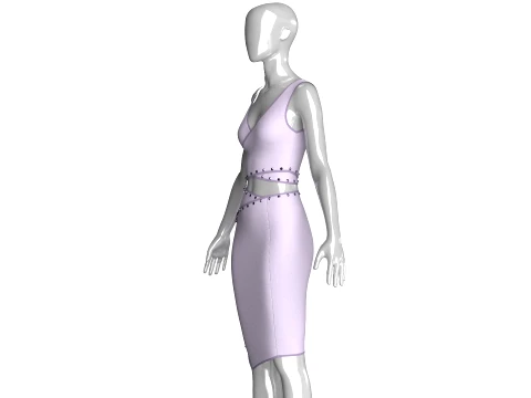 Girls Bralette Top With Side Zipper Wrap Skirt - Outfit 3D Model