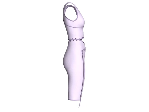 Girls Bralette Top With Side Zipper Wrap Skirt - Outfit 3D Model
