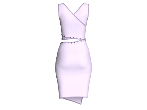 Girls Bralette Top With Side Zipper Wrap Skirt - Outfit 3D Model