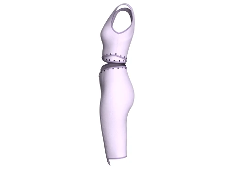 Girls Bralette Top With Side Zipper Wrap Skirt - Outfit 3D Model