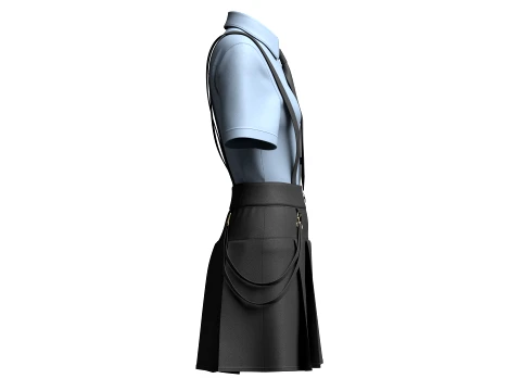 Girls Short Sleeve Shirt With Suspenders Skirt - Outfit 3D Model