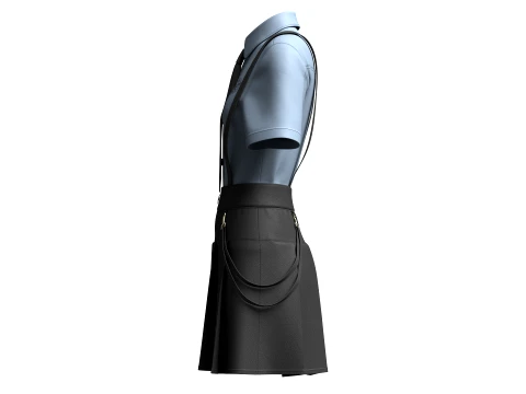 Girls Short Sleeve Shirt With Suspenders Skirt - Outfit 3D Model