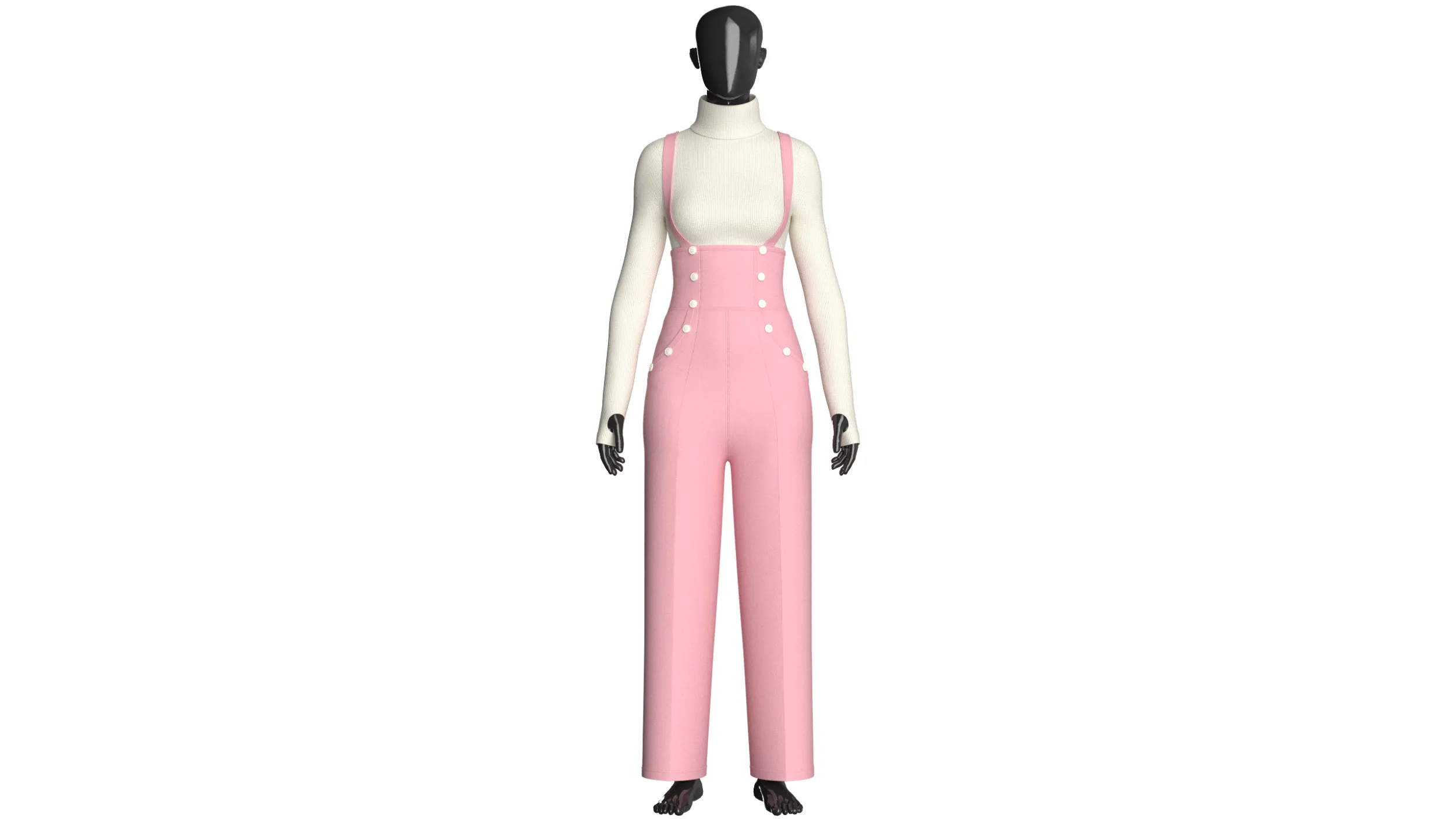 Girls Suspender Trousers With Sweater Outfit 3D Model .c4d .max .obj .3ds .fbx .stl .blend 