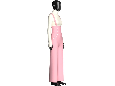 Girls Suspender Trousers With Sweater Outfit 3D Model