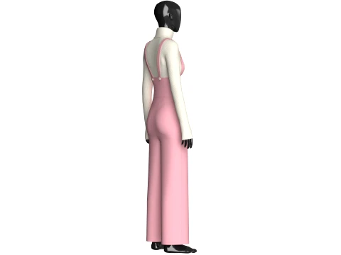 Girls Suspender Trousers With Sweater Outfit 3D Model