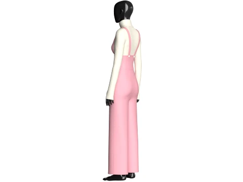 Girls Suspender Trousers With Sweater Outfit 3D Model