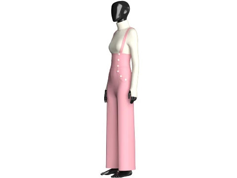 Girls Suspender Trousers With Sweater Outfit 3D Model