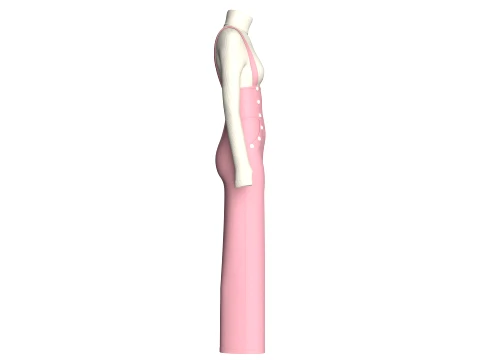 Girls Suspender Trousers With Sweater Outfit 3D Model