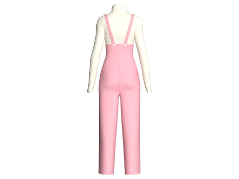 Girls Suspender Trousers With Sweater Outfit 3D Model