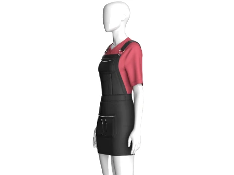 Girls V-Neck Tshirt With Pinafore Skirt Dress 3D Model