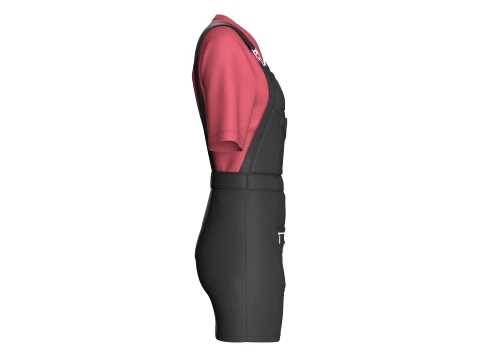 Girls V-Neck Tshirt With Pinafore Skirt Dress 3D Model