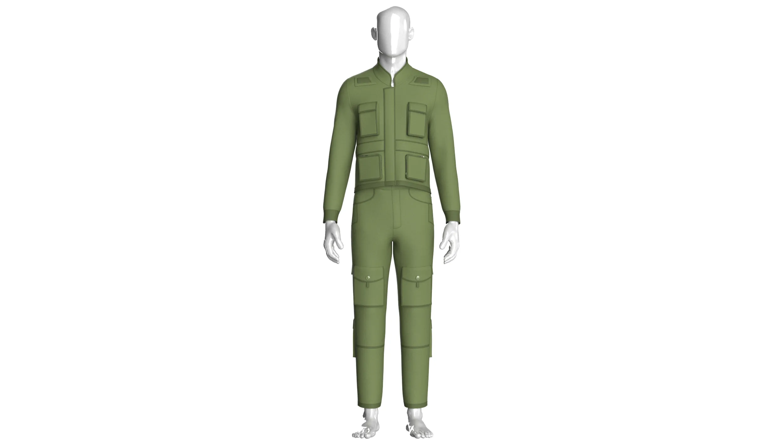 Men Multi Pocket Jacket With Cargo Pant-Outfit 3D Model .c4d .max .obj .3ds .fbx .stl .blend 