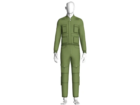 Men Multi Pocket Jacket With Cargo Pant-Outfit 3D 模型