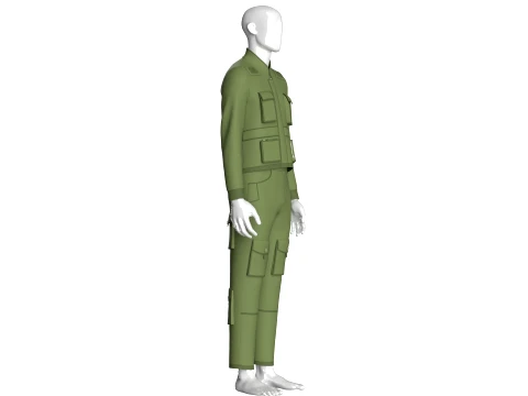 Men Multi Pocket Jacket With Cargo Pant-Outfit 3D Model