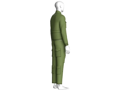 Men Multi Pocket Jacket With Cargo Pant-Outfit 3D Model