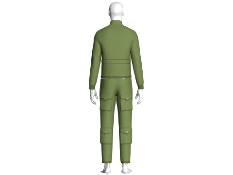 Men Multi Pocket Jacket With Cargo Pant-Outfit 3D Model