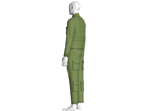 Men Multi Pocket Jacket With Cargo Pant-Outfit 3D Model