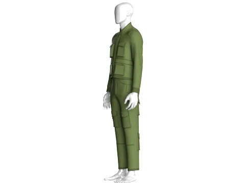 Men Multi Pocket Jacket With Cargo Pant-Outfit 3D Model
